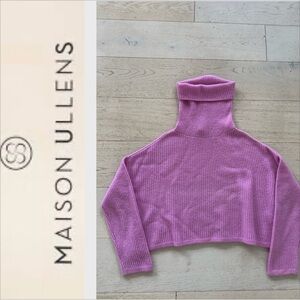 Miason Ullens pink Cashmere blend Knit turtleneck crop Sweater Size Small